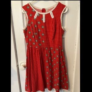 VTG RARE Saks 5th Avenue brand late 50s dress red floral pattern fits like s/m